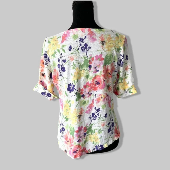 Ralph Lauren Pure Linen Floral Print Short Sleeve Blouse - Picture 3 of 14